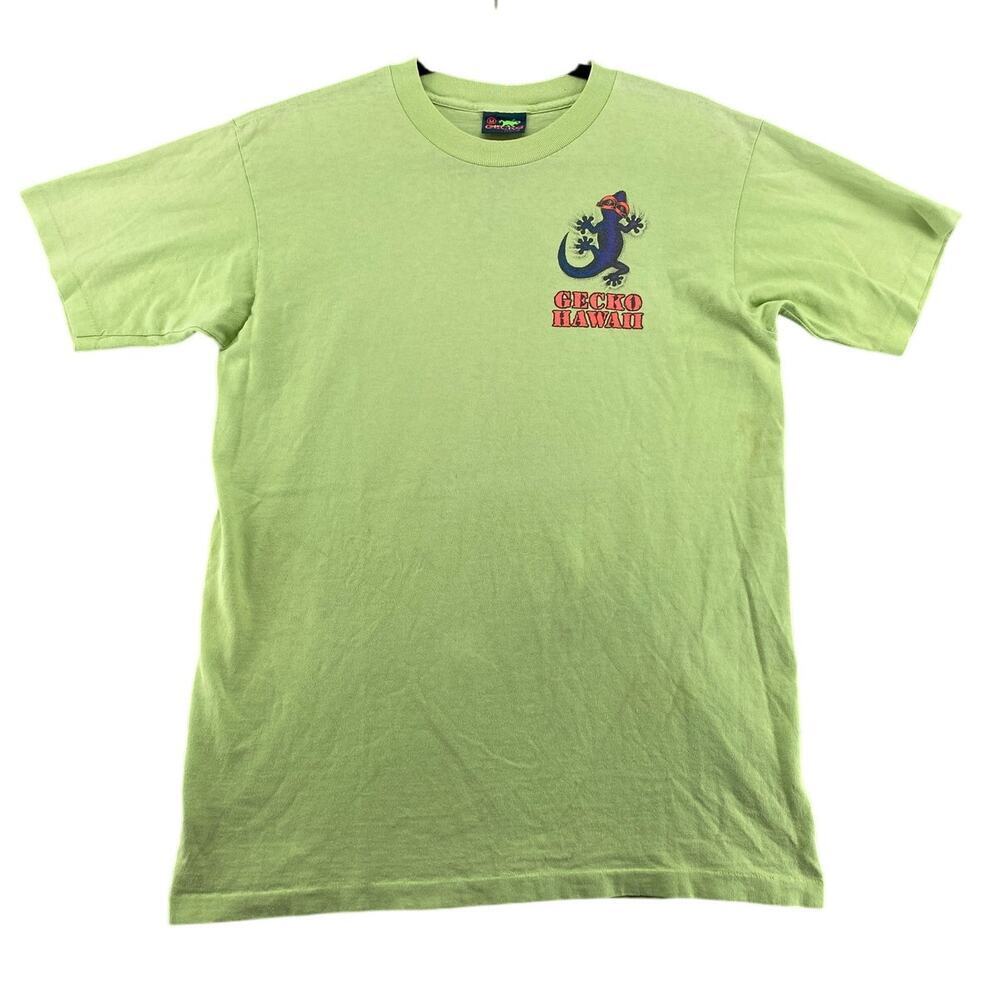 Vintage Gecko Hawaii Single Stitch Neon Green Surf Skate Graphic T Shirt M